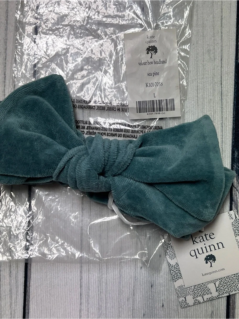 kate quinn Sea Pine Velour Bow Headband